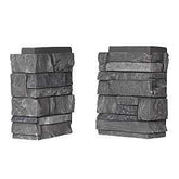 DuraKwik Stone 308VAC Siding Corner, 13 in L, 10 in W, 4 in Thick, Interlocking Edge, Ledgestone Profile, Volcano Ash